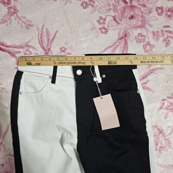 REVICE Black and White Straight Leg Jeans - Picture 6 of 6